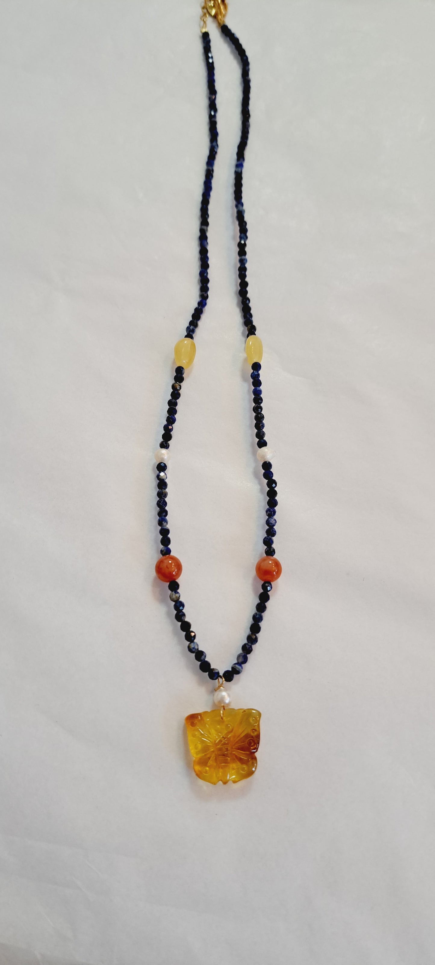 Baltic amber amd lapis Lazuli necklace