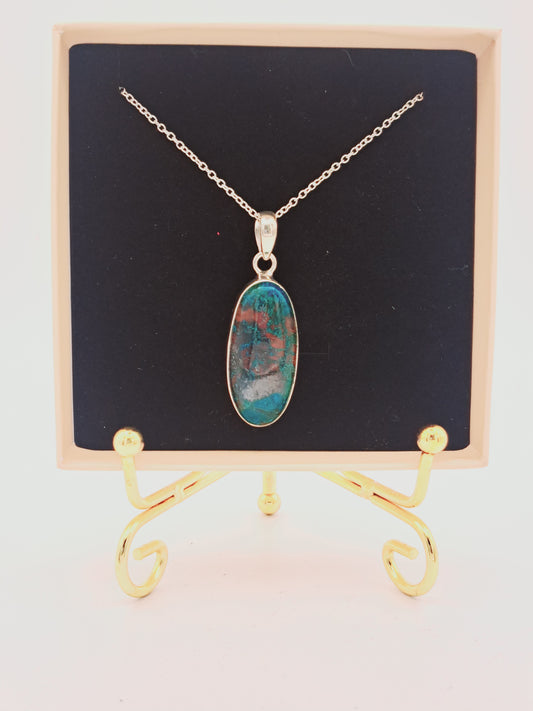 925 sterling silver Chrosocolla necklace