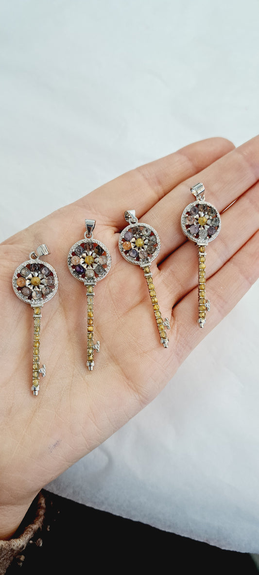Tourmaline key pendant