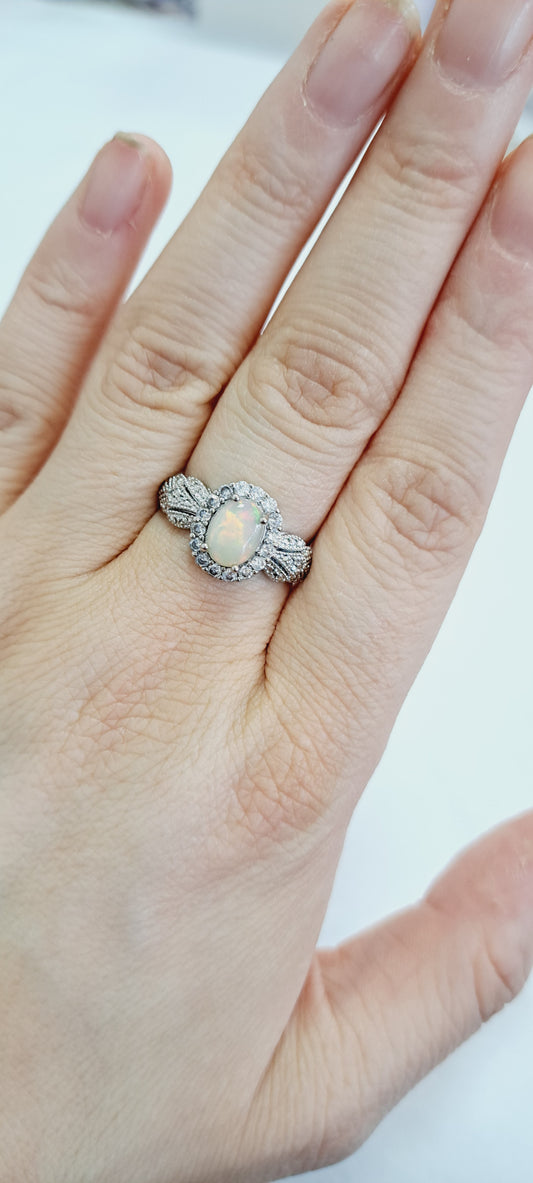 Ethiopian opal adjustable ring