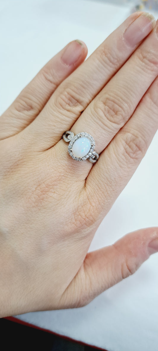 Ethiopian opal adjustable ring