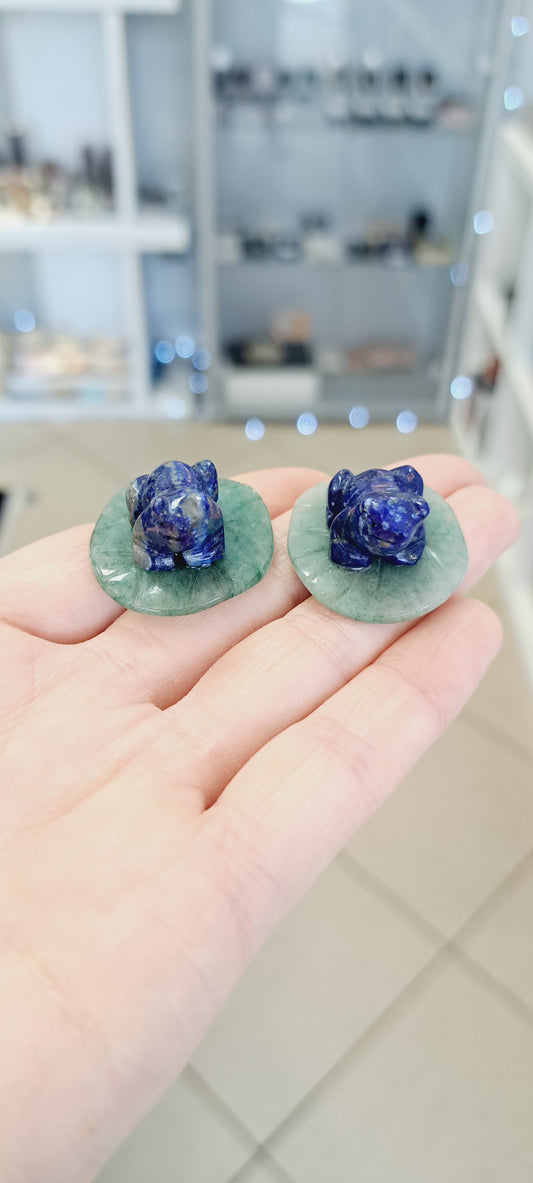 Lapis Lazuli frog on lily pad