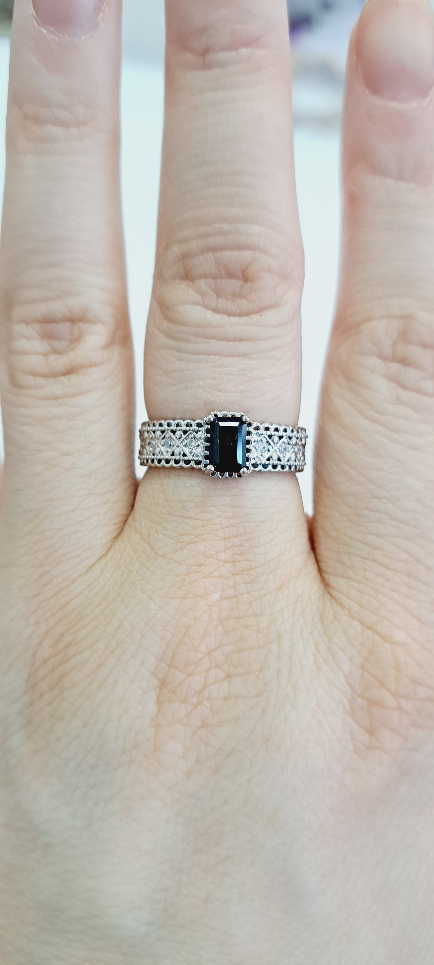 Black obsidian adjustable ring