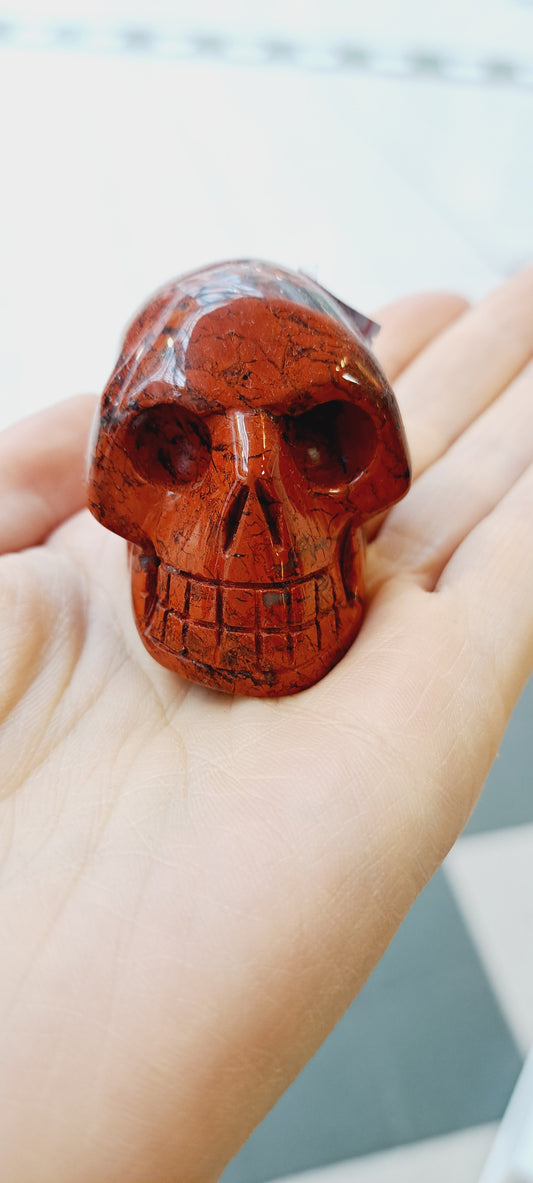 Red jasper skull