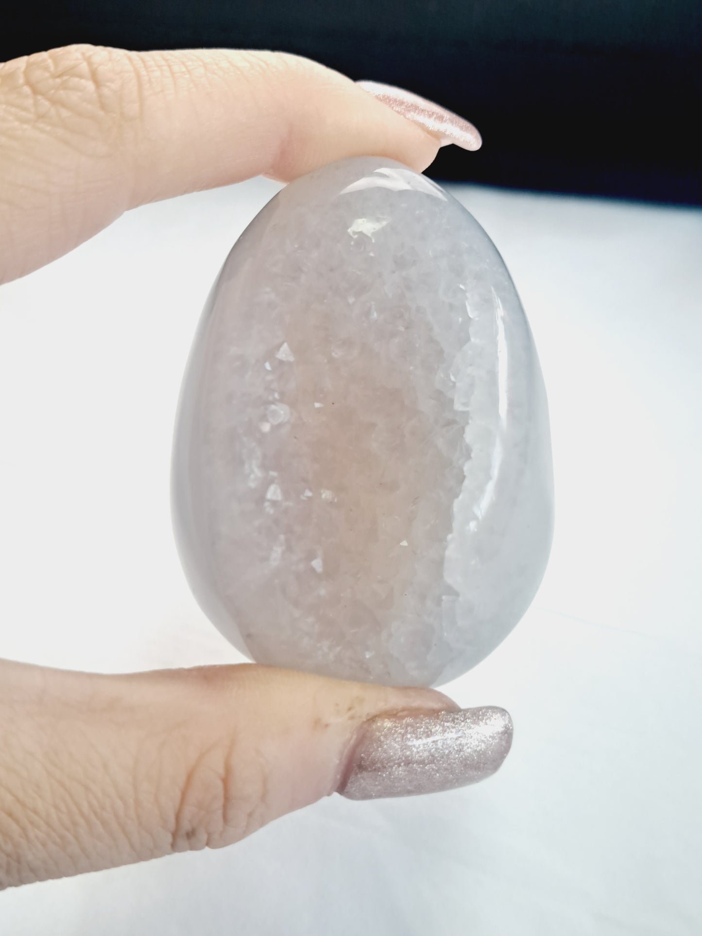 Druzy grey agate egg