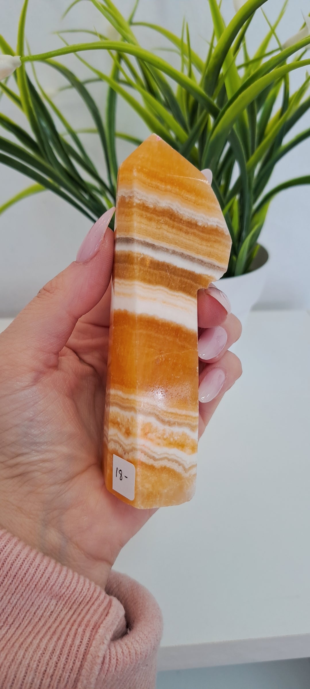 Banded orange calcite tower