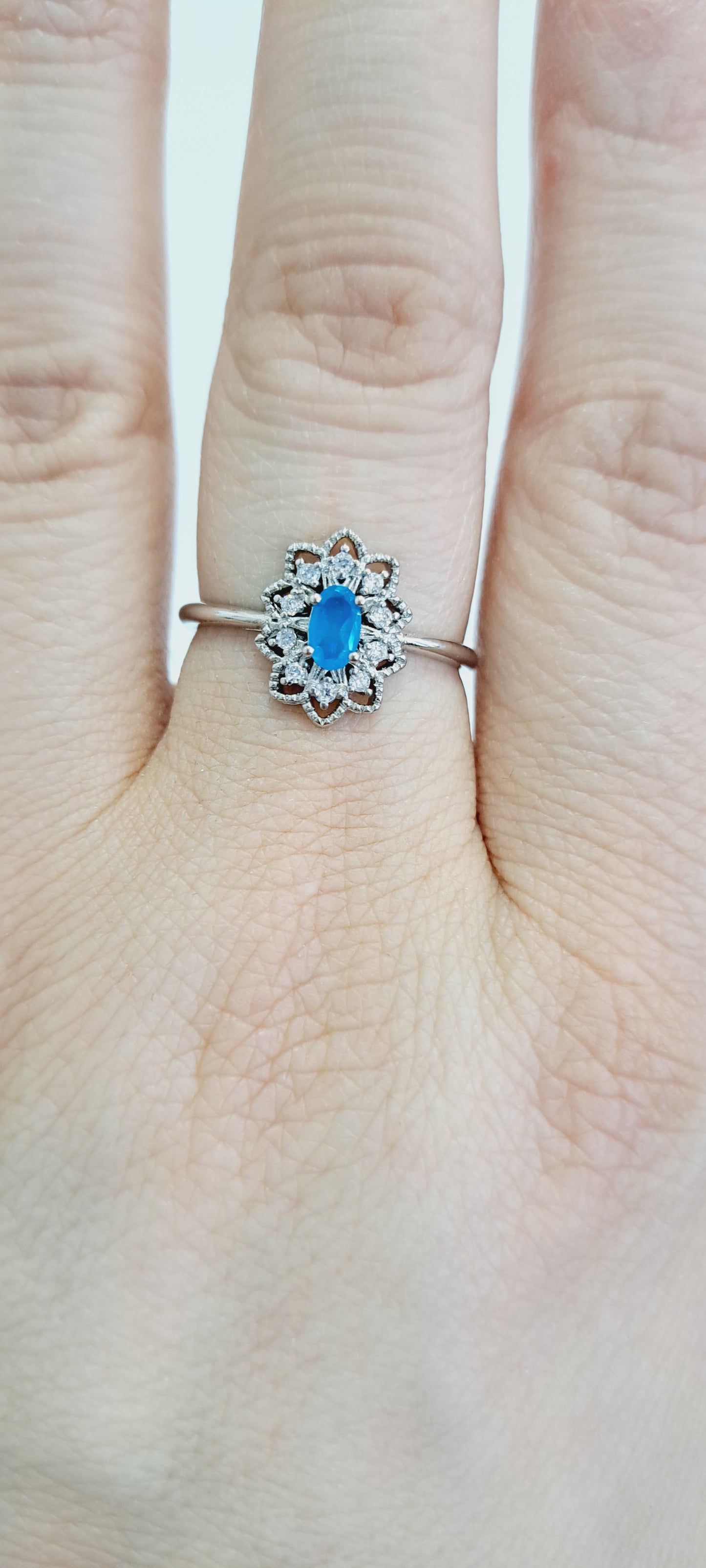 Blue Ethiopian opal adjustable ring