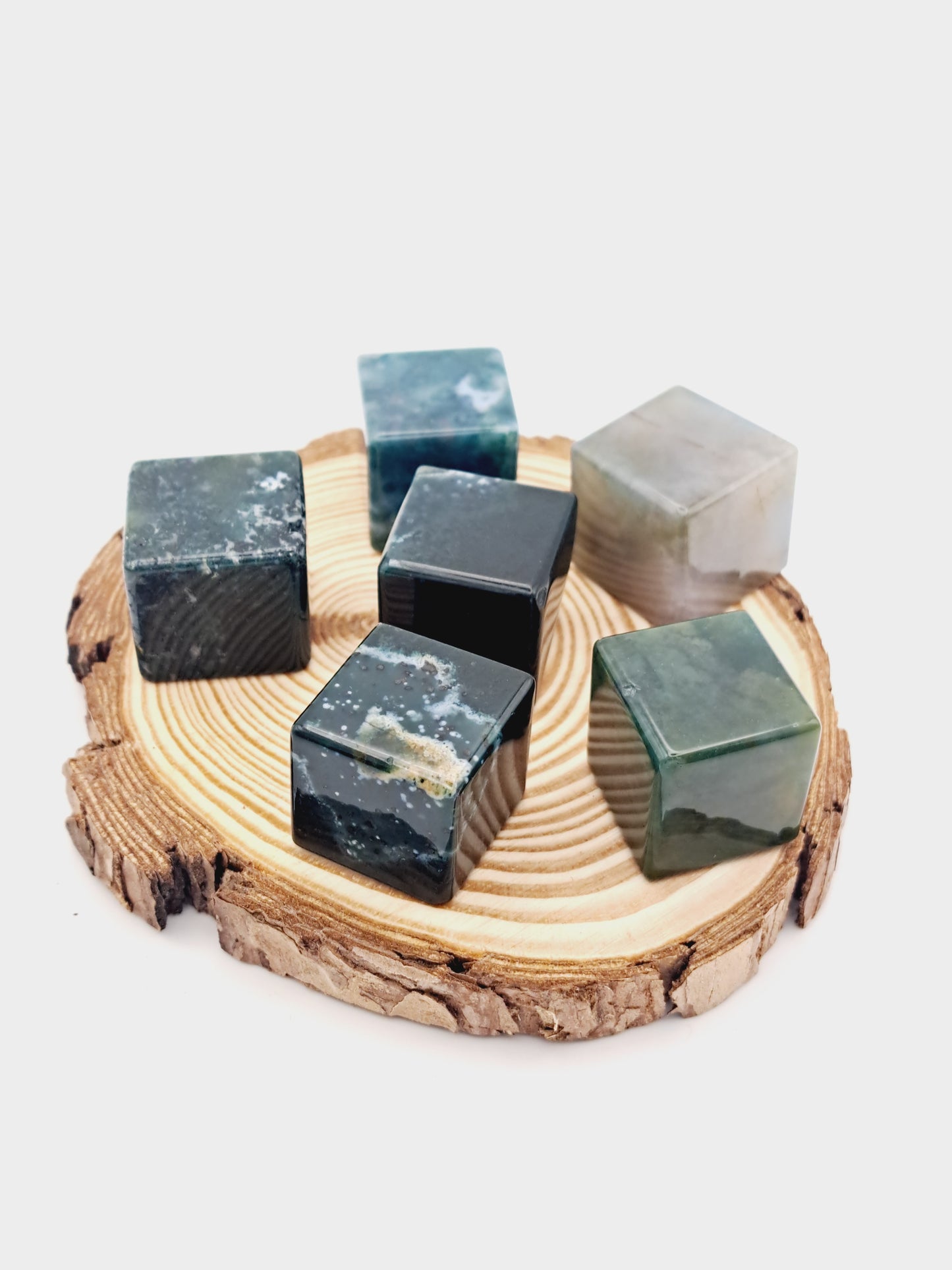 Moss agate cube