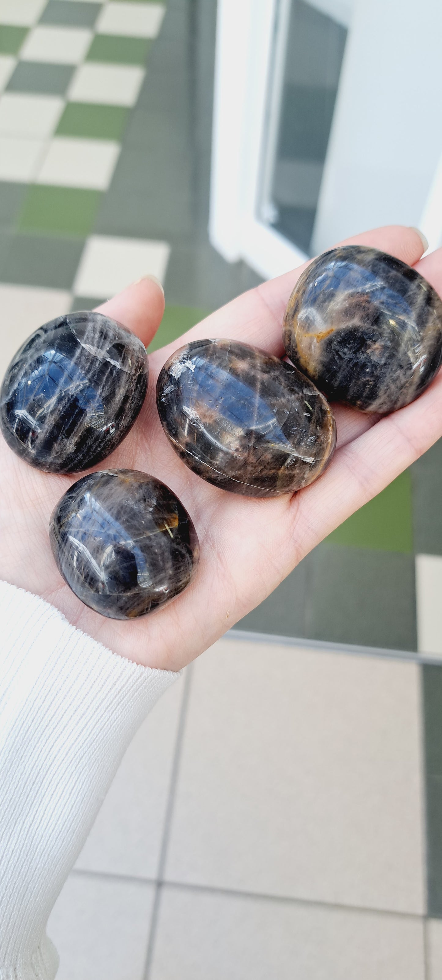Black moonstone palmstone