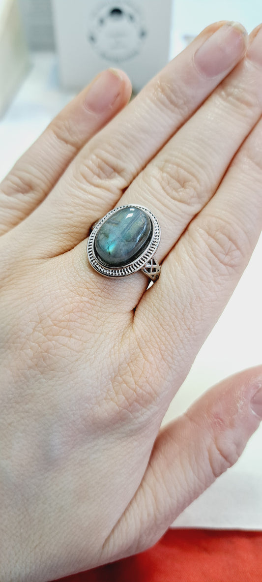 Labradorite adjustable ring