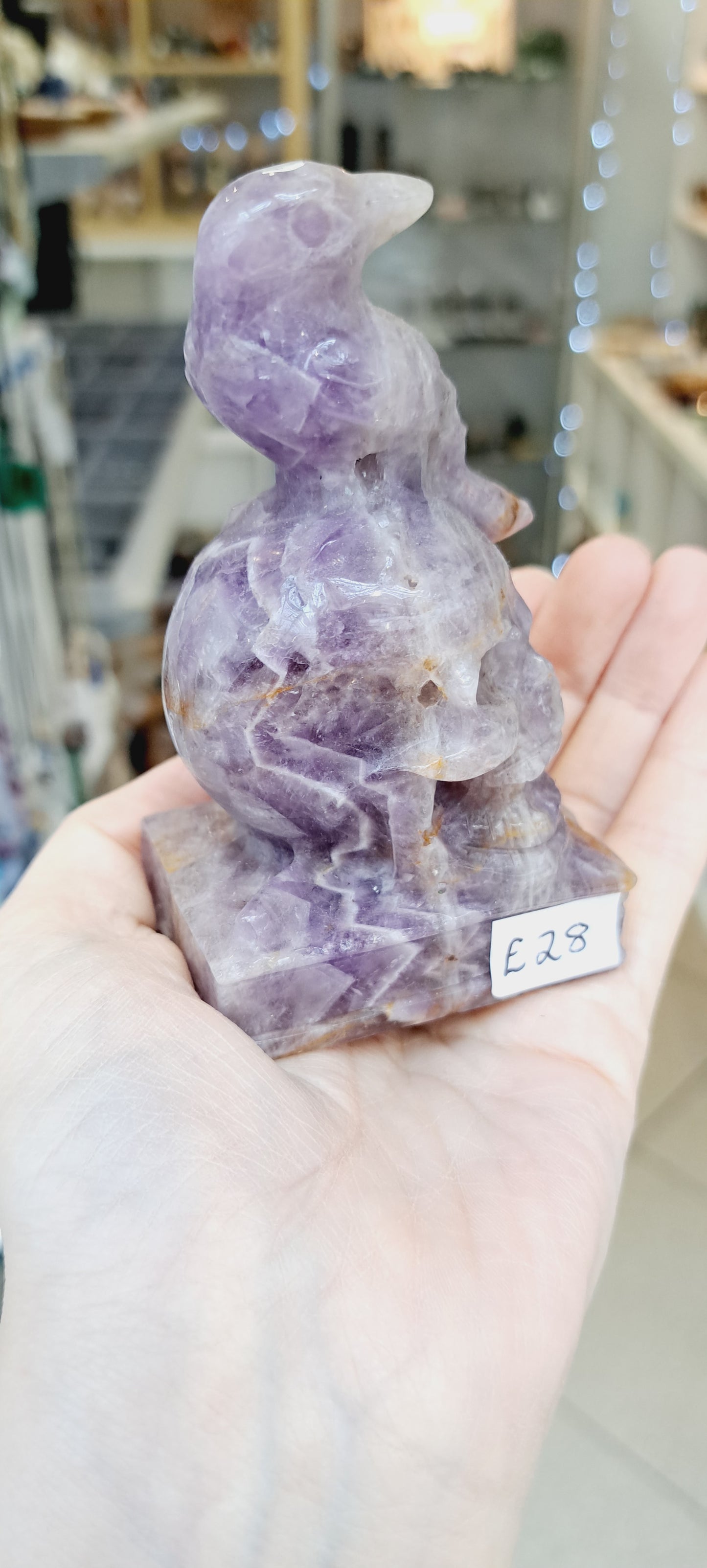Amethyst skull with crow