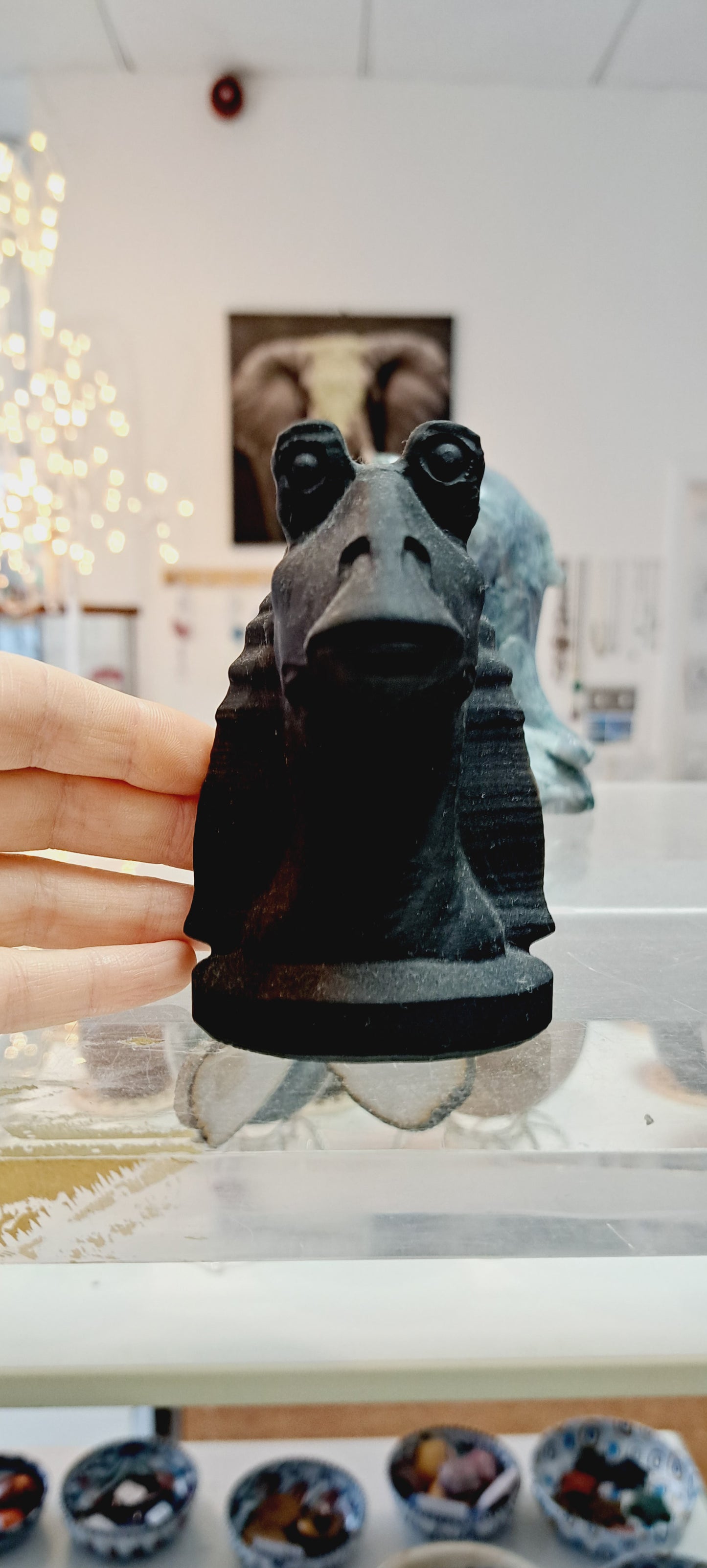 Large black obsidian jar jar binks