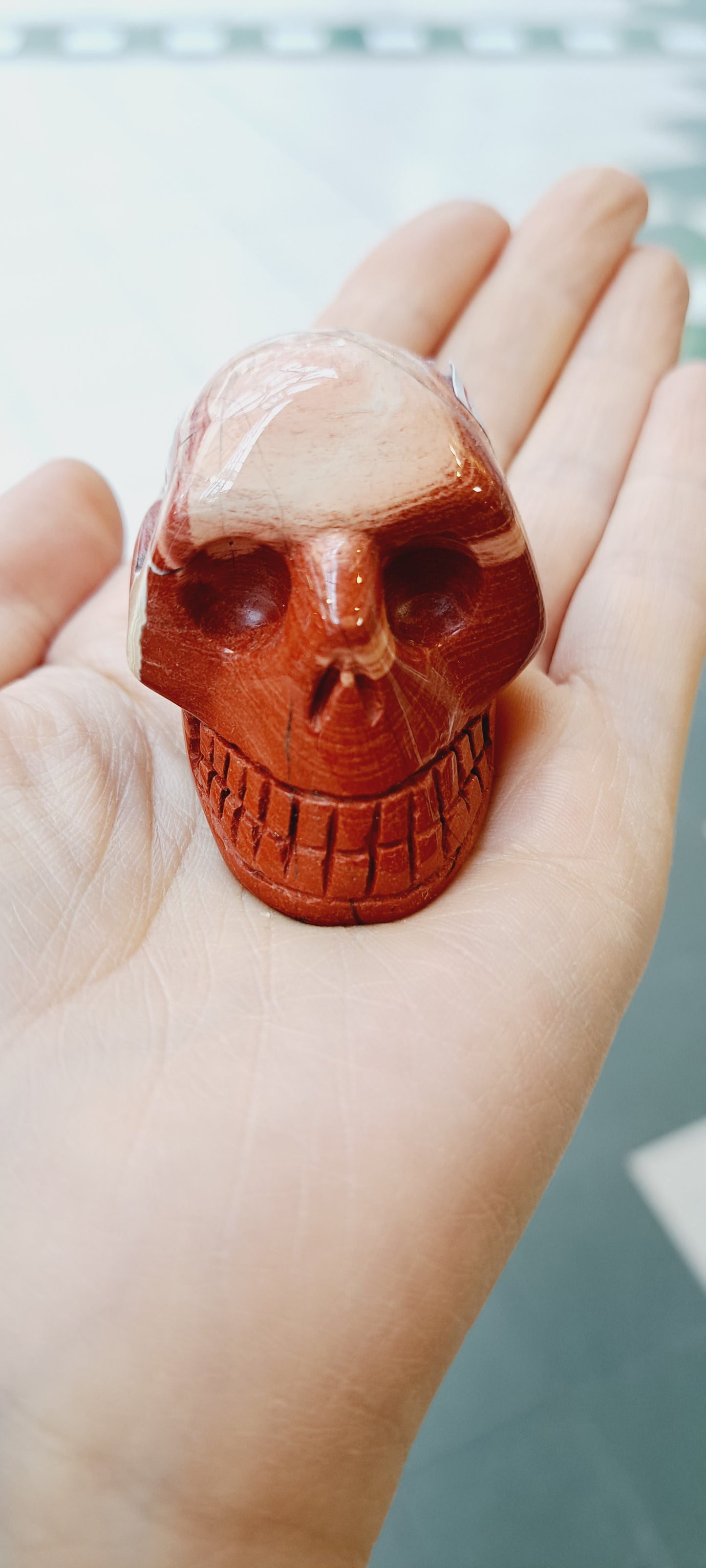Red jasper skull