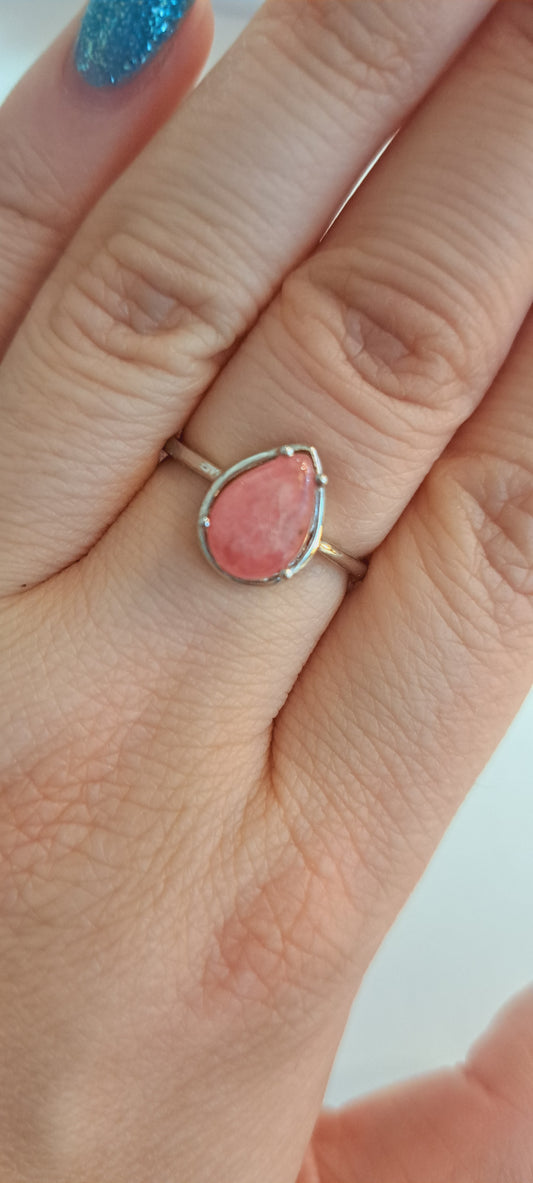 Australian pink opal ring