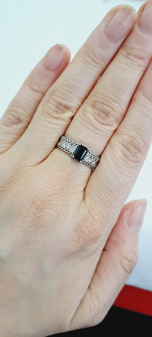 Black obsidian adjustable ring