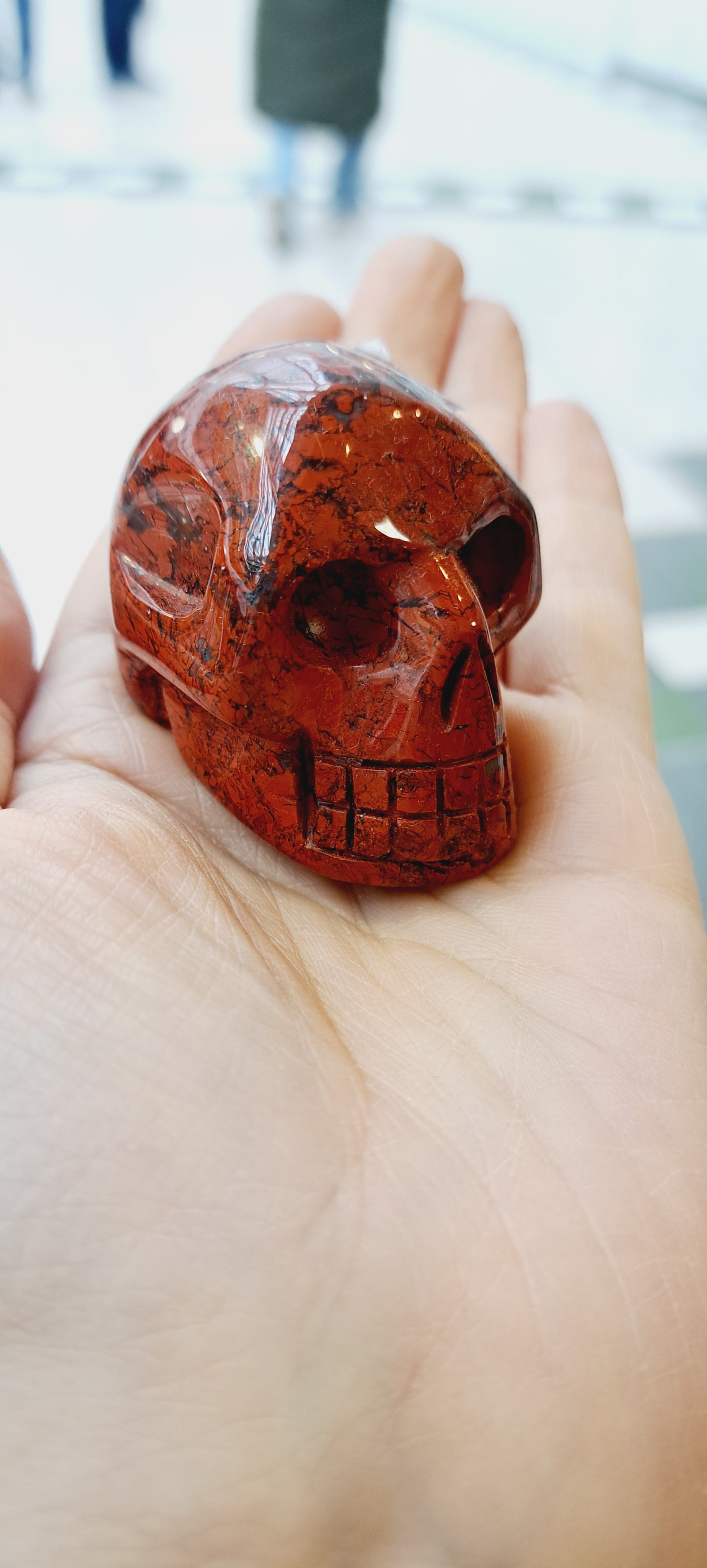 Red jasper skull