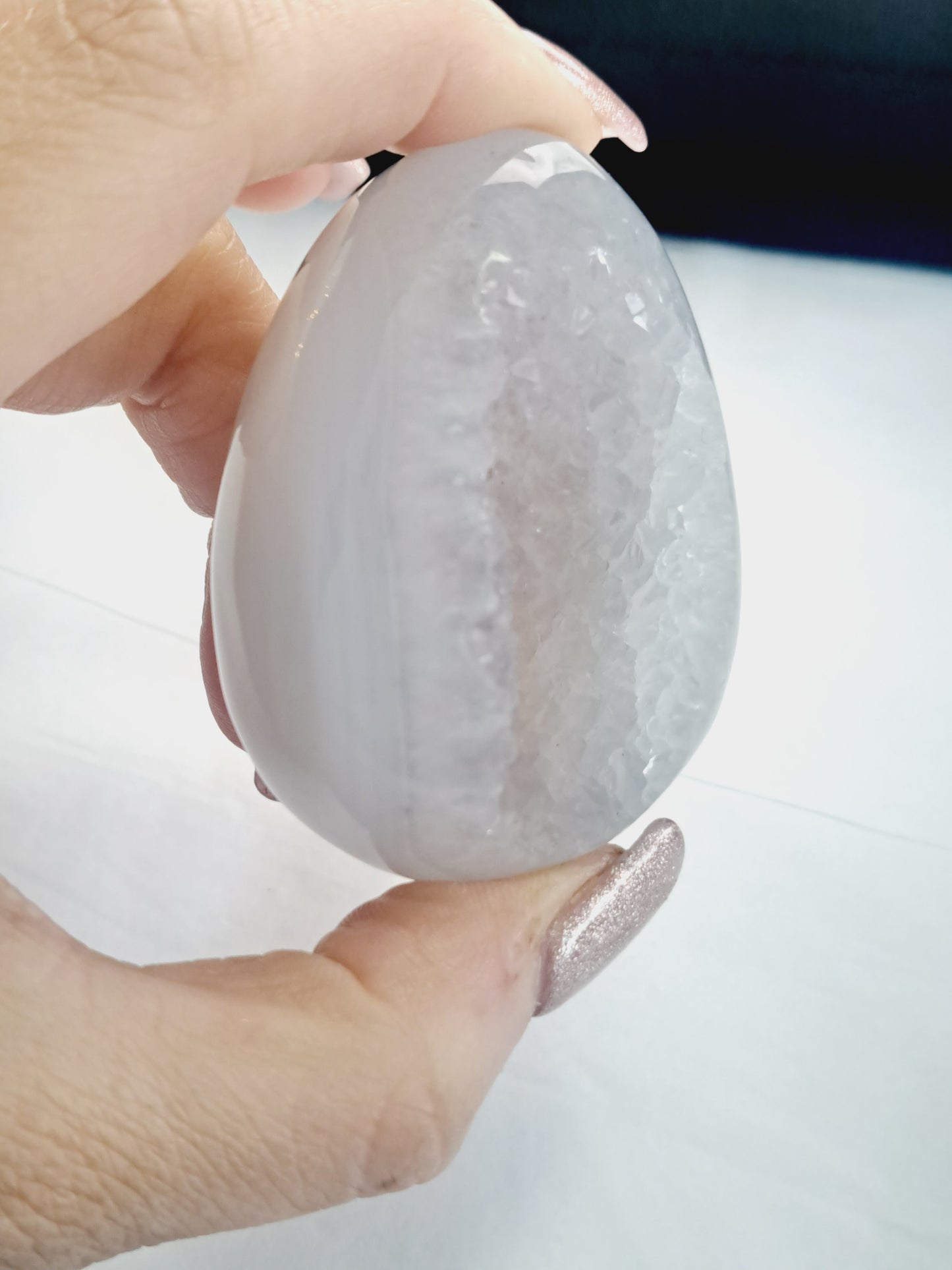 Druzy grey agate egg