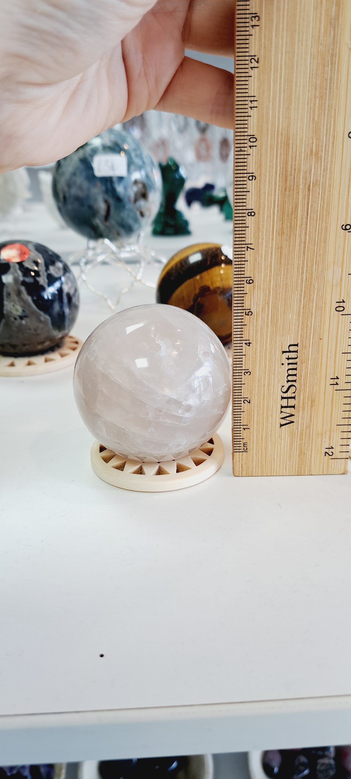 Blue rose quartz sphere