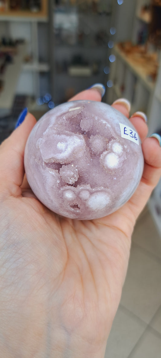 Druzy pink amethyst sphere