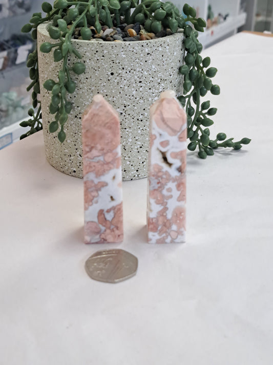 Pink blossom agate tower