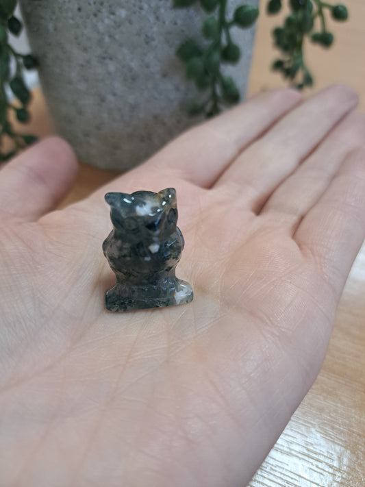 Moss agate mini owl