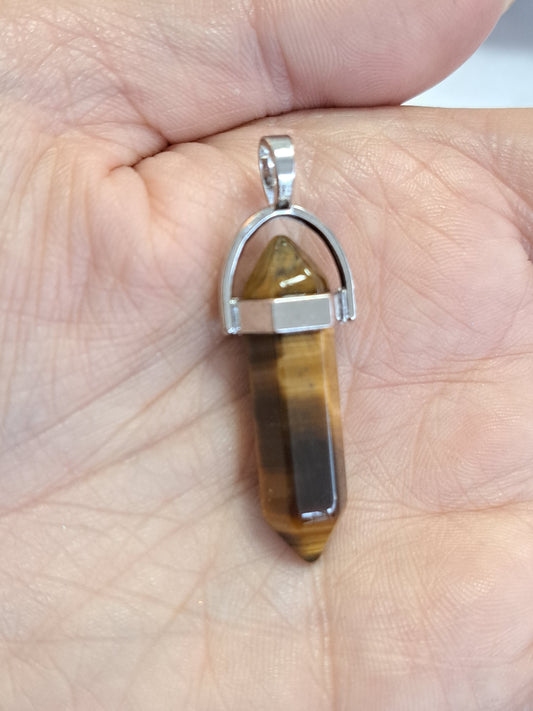 Tigers eye double pint pendant