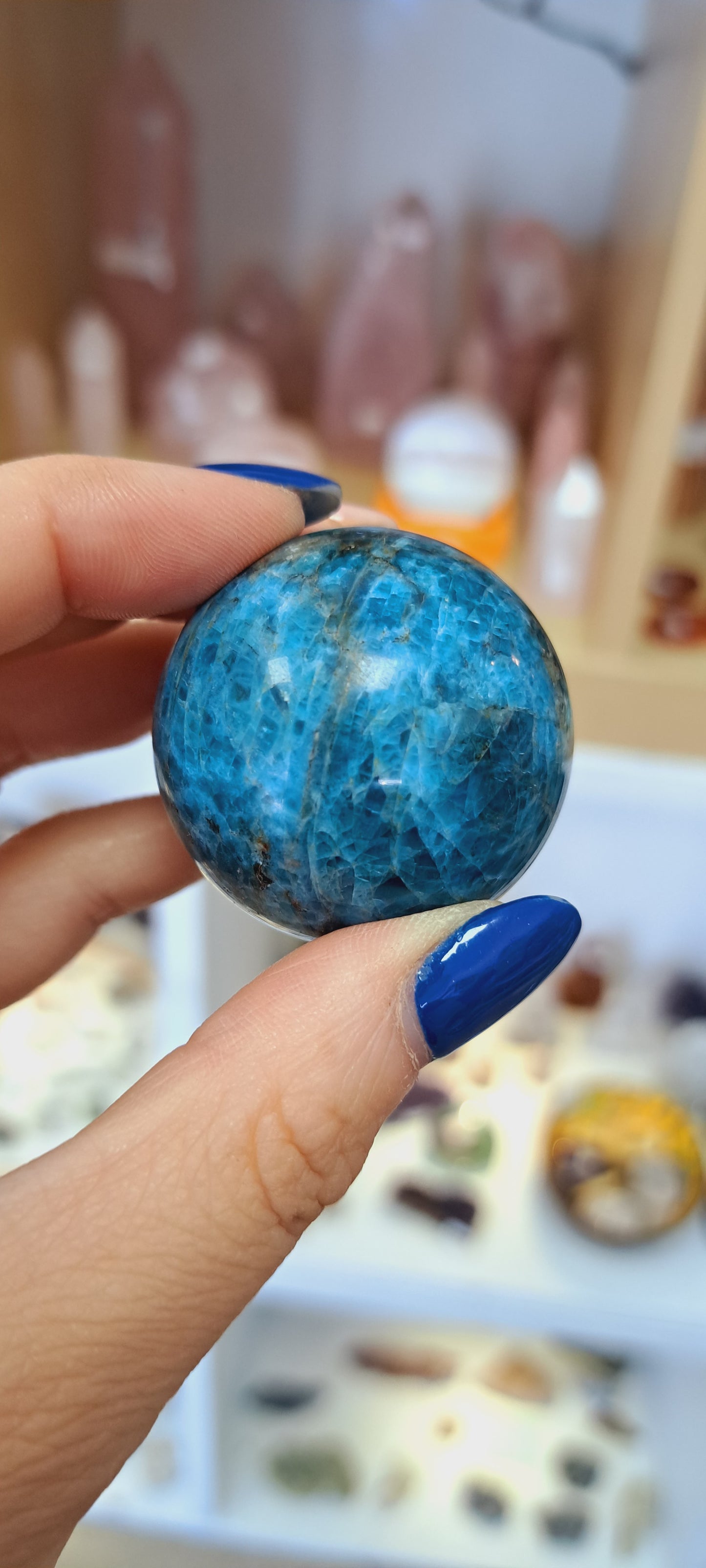 Blue apatite sphere