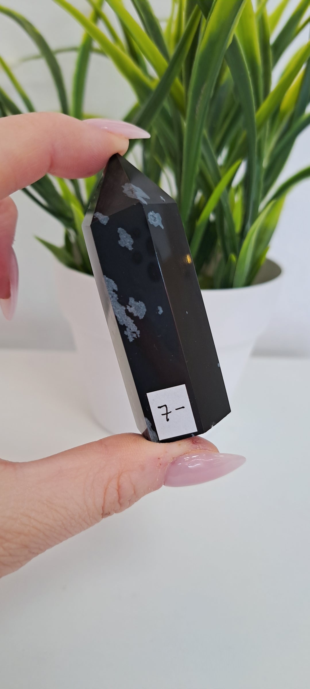 Snowflake obsidian point