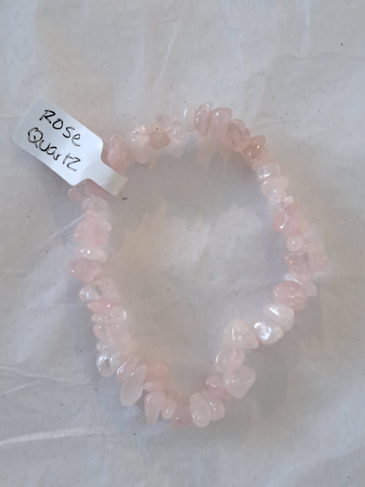 Rose quartz chip bracelet