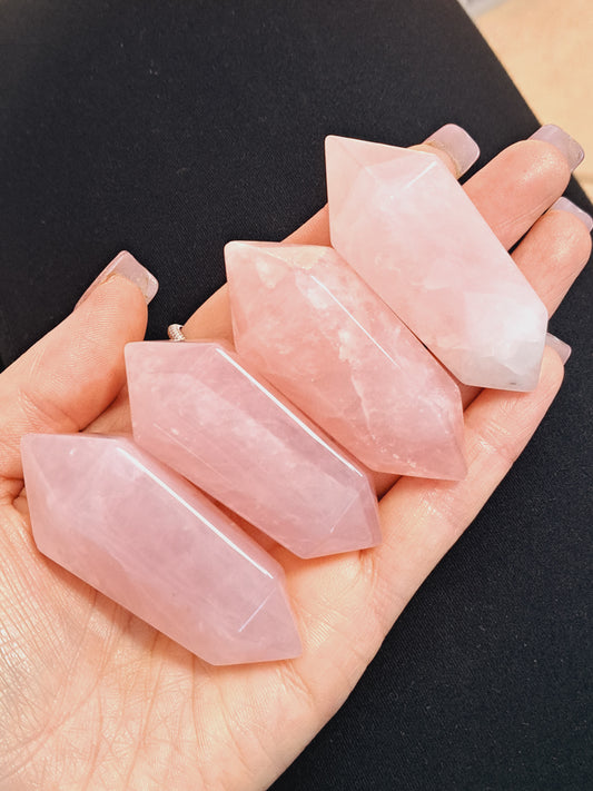 Rose quartz double point