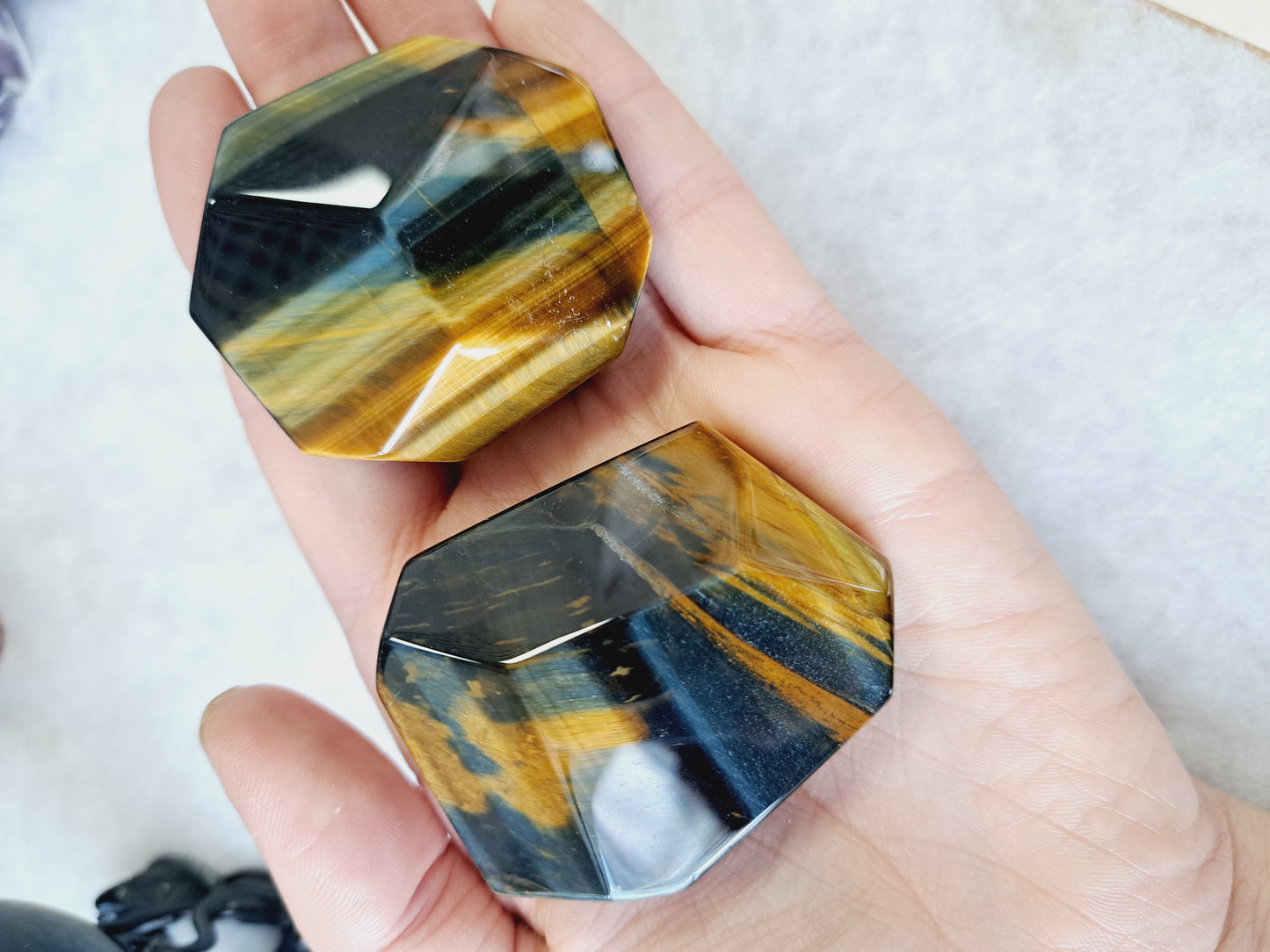 Yellow and blue tigers eye freeform