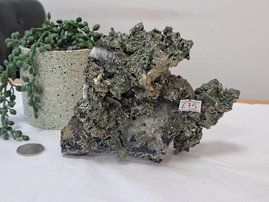 Large raw pyrite and quartz