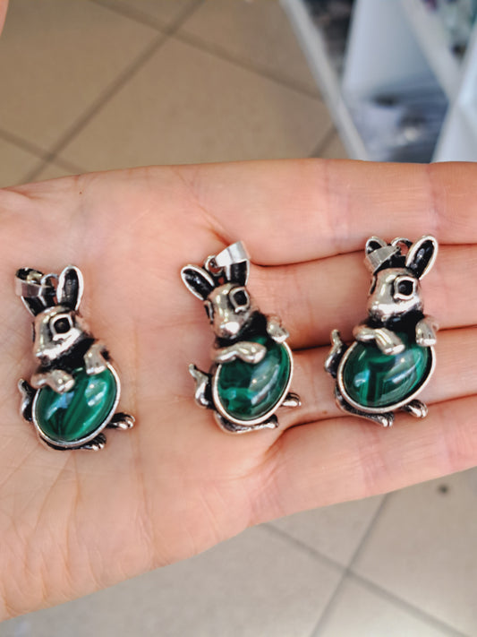 Malachite bunny pendant