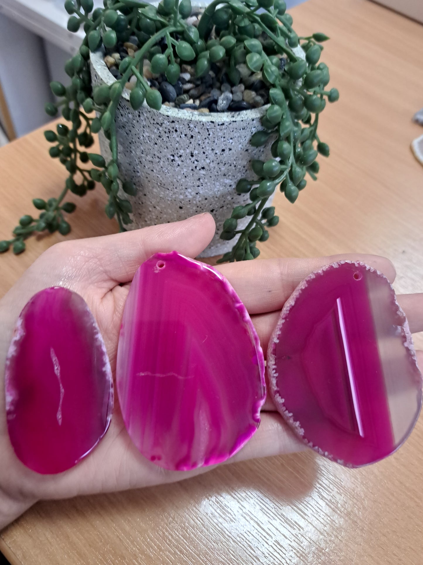 Pink agate slice