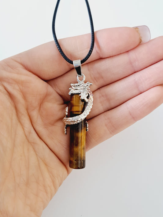 Tiger eye cylinder dragon