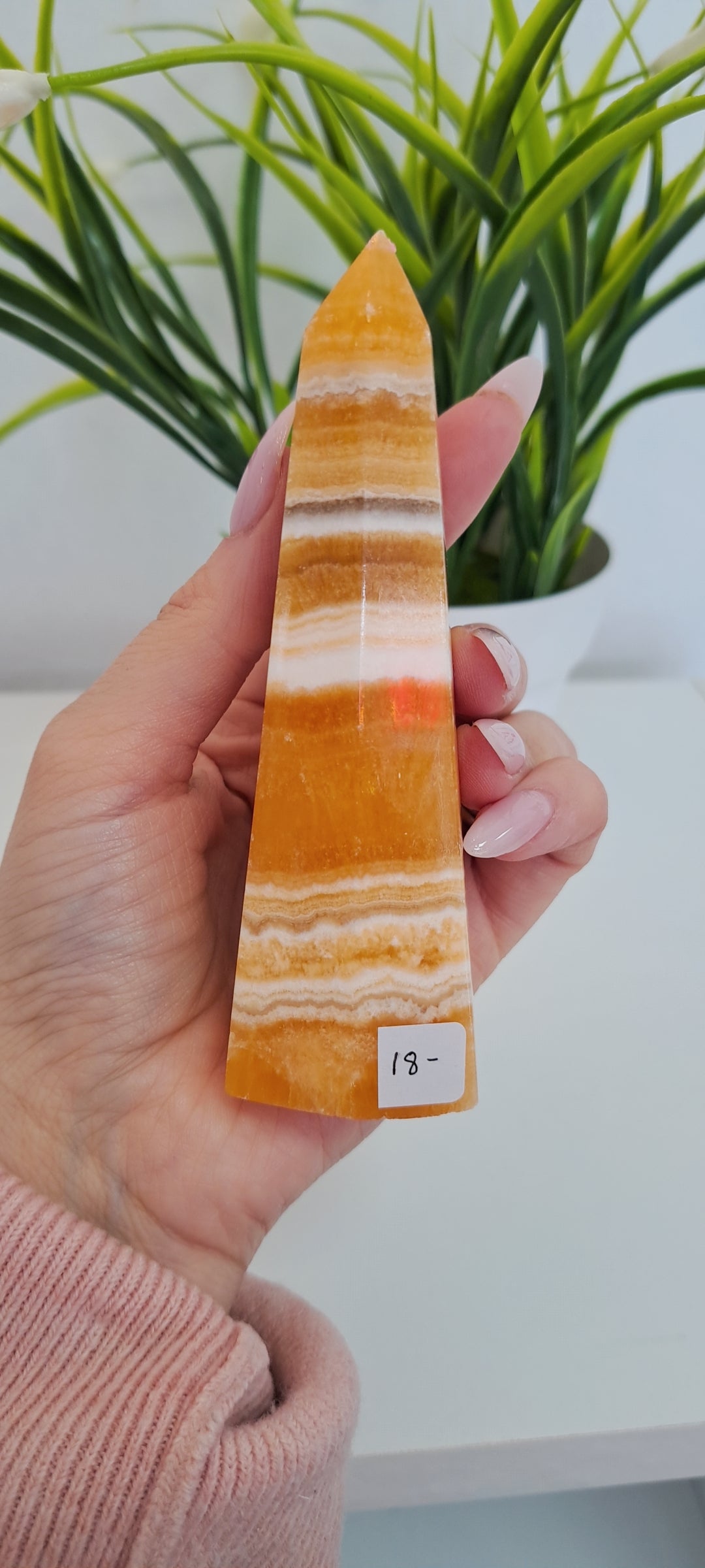 Banded orange calcite tower