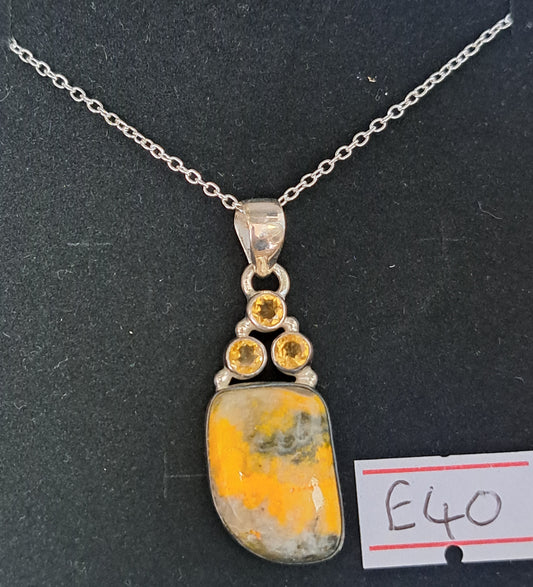 Sterling silver bumblebee jasper with citrine gems