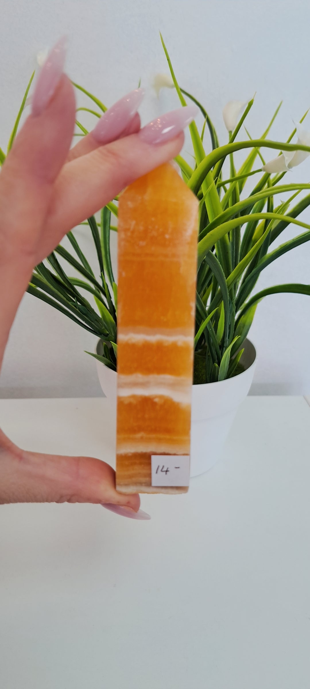 Banded orange calcite tower