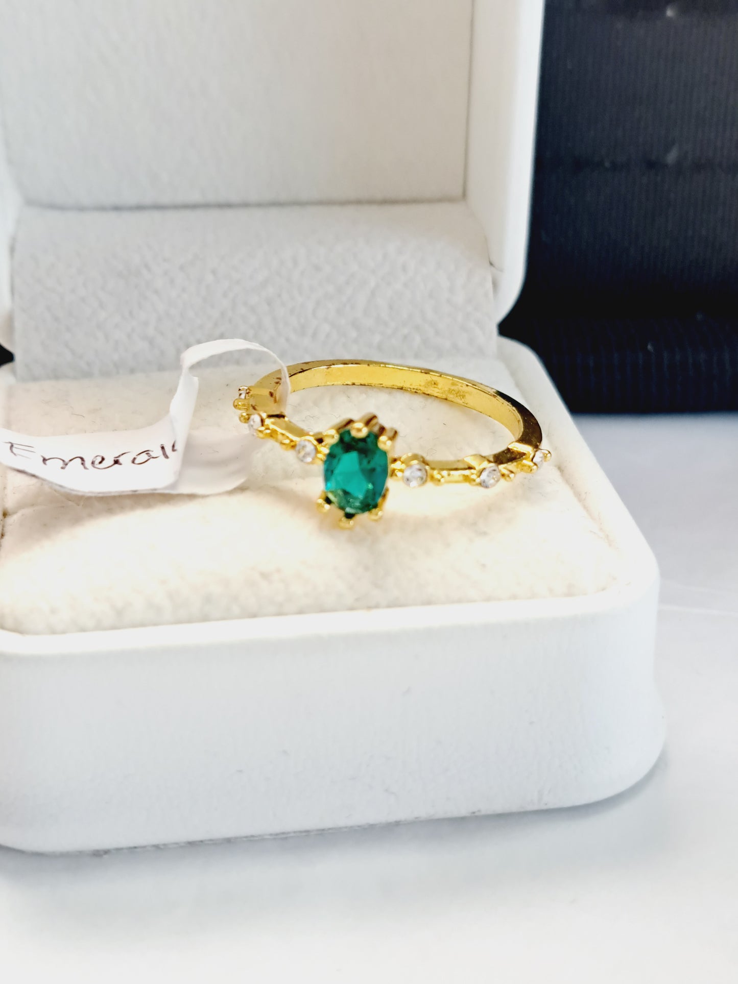 Stainless steel gold plated Emerald ring