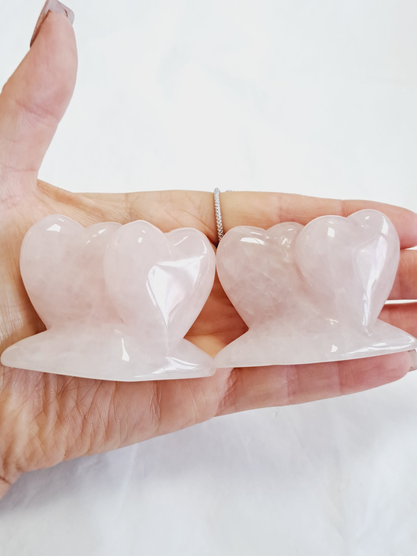 Rose quartz double heart 💕