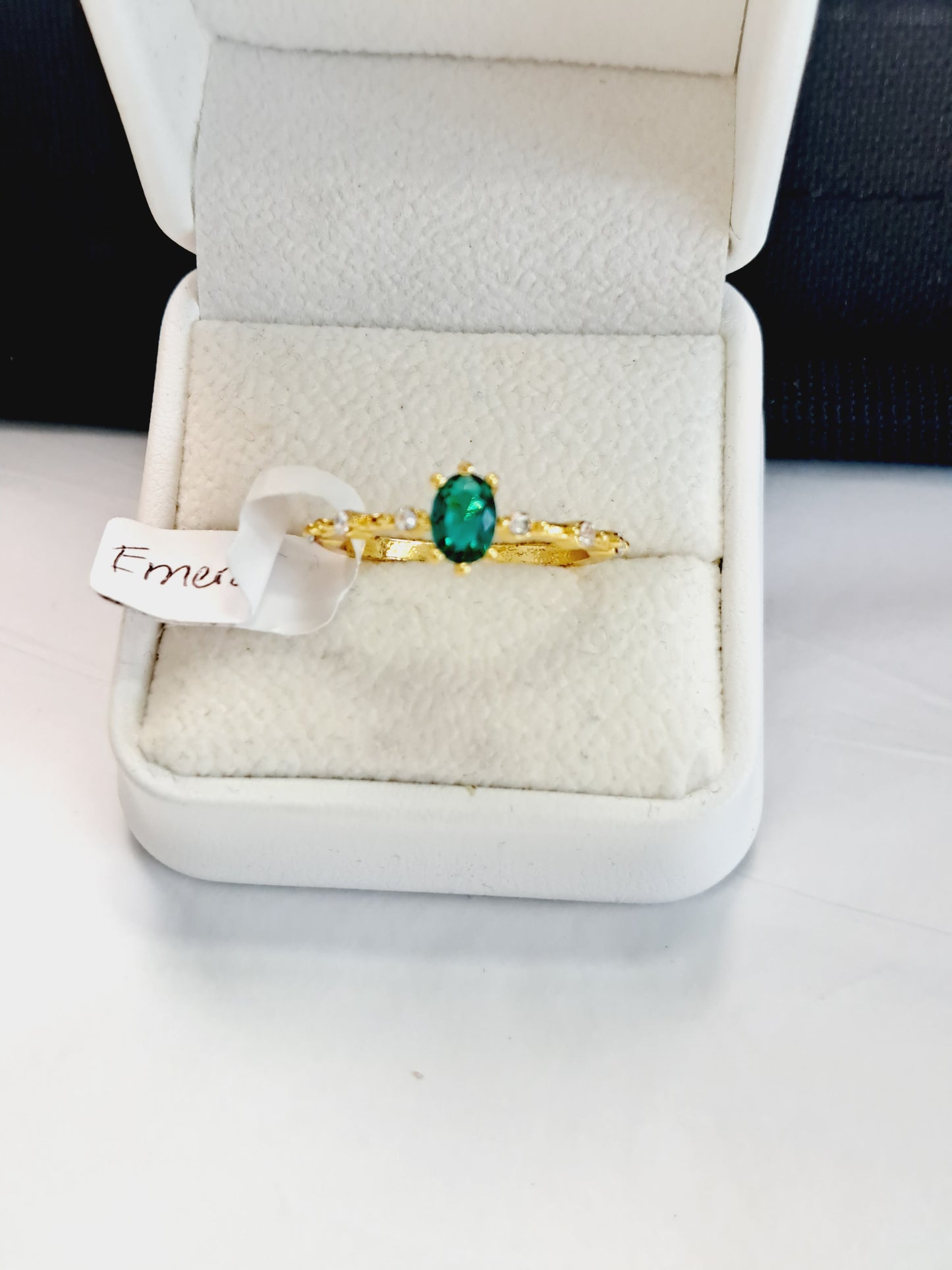 Stainless steel gold plated Emerald ring