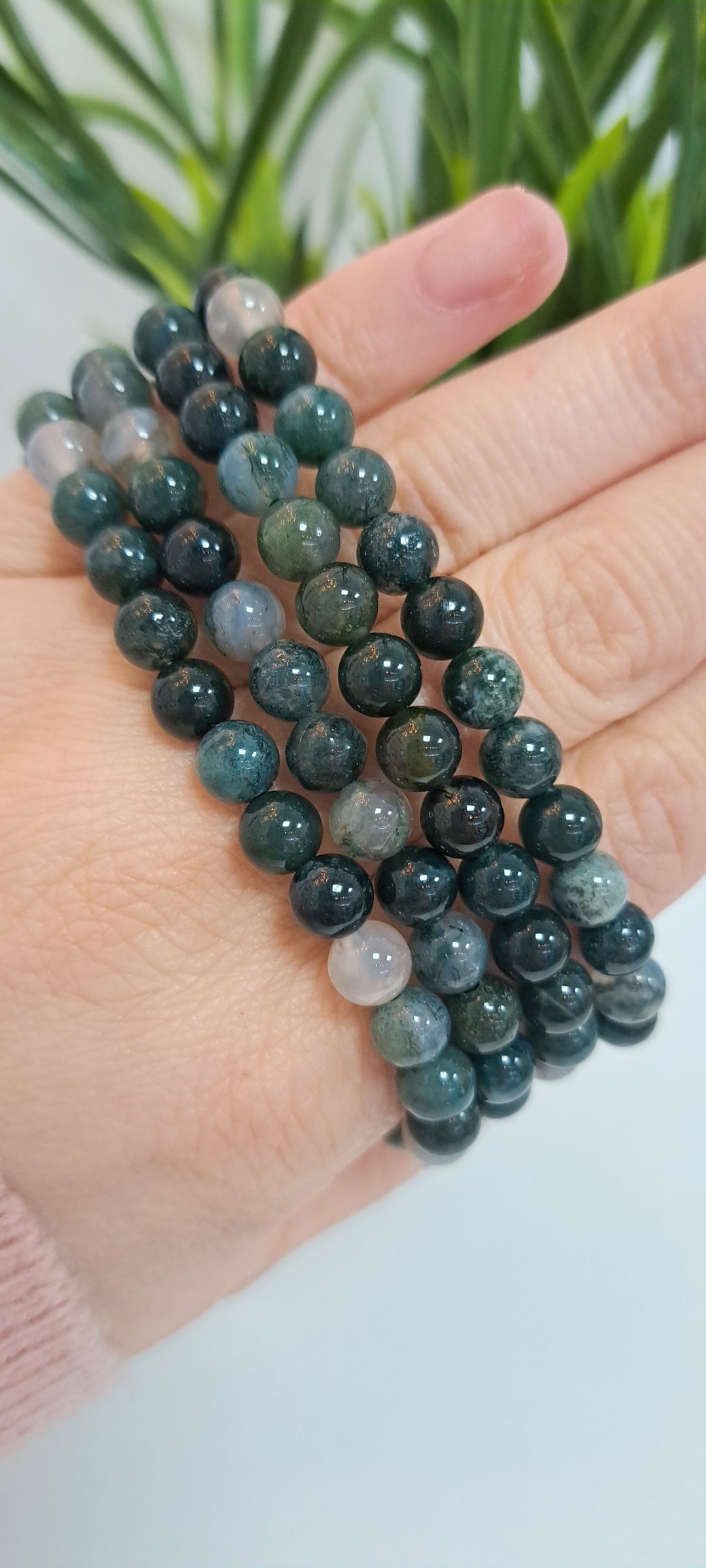 6mm Moss agate bracelet