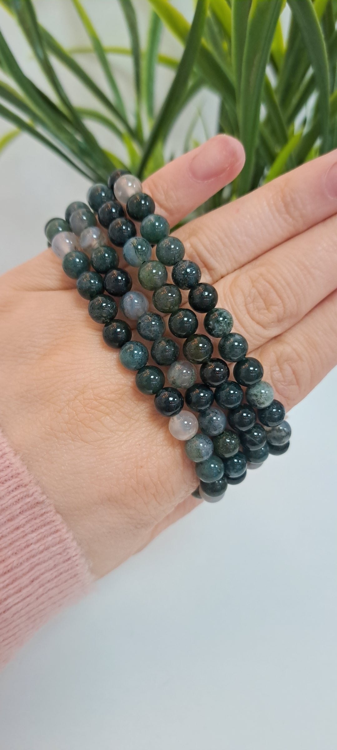 6mm Moss agate bracelet