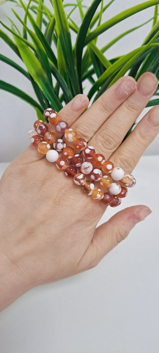 8mm Orange Orca agate bracelet