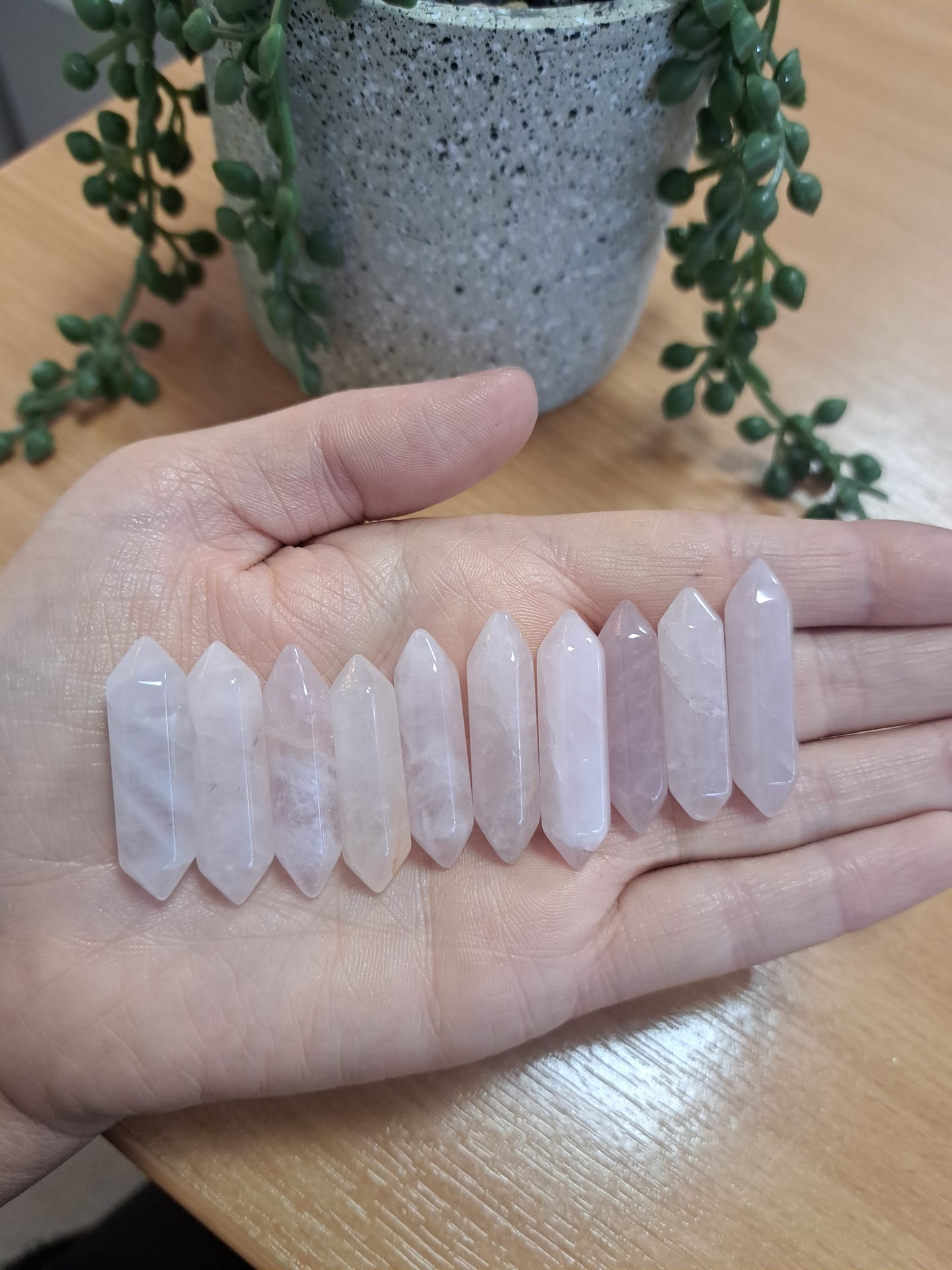 Rose quartz double point