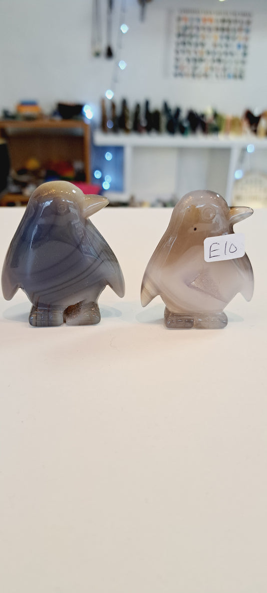 Grey druzy agate penguin