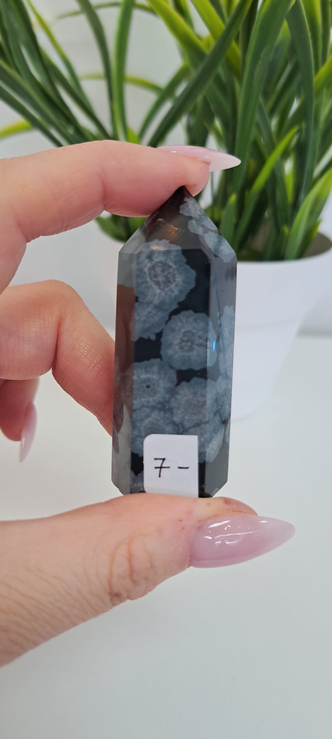 Snowflake obsidian point